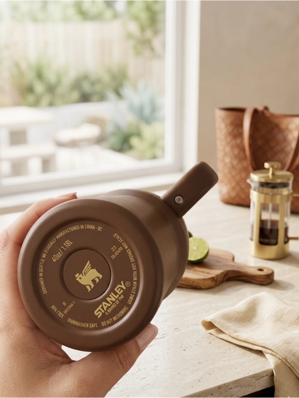 Stanley Brown FlowState Tumbler with Gold Logo - Picture 2 of 3
